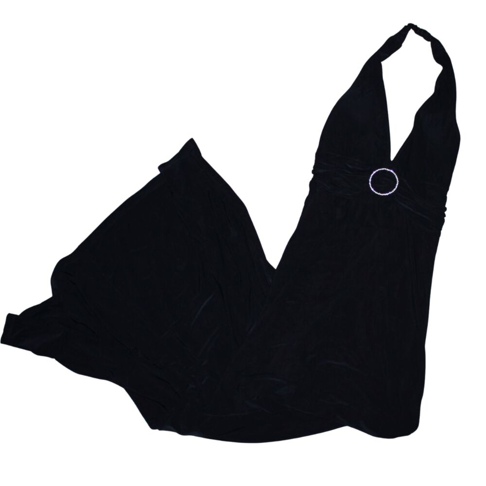 Guess Black Rhinestone Halter Formal Maxi Evening Gown Dress S